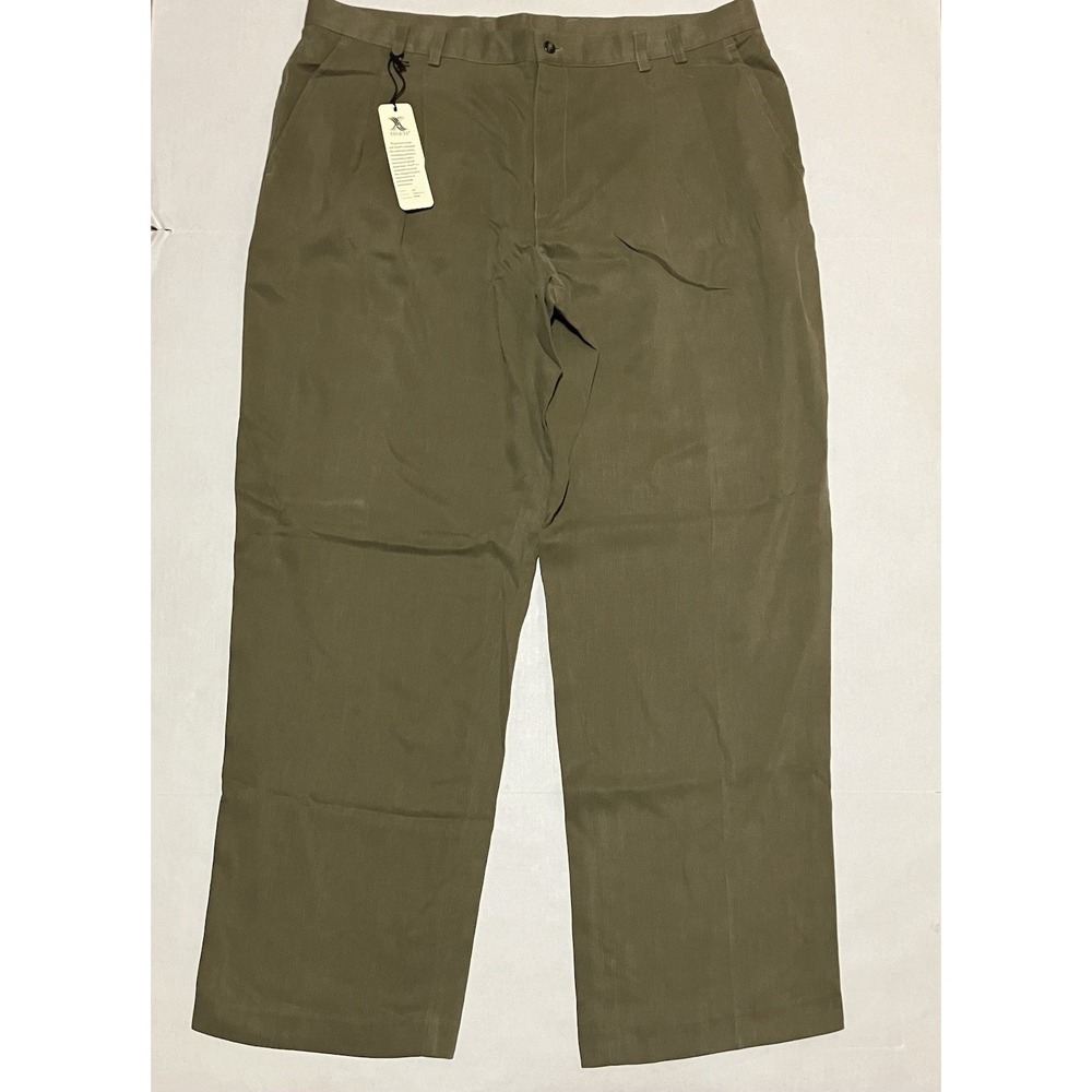 Tori Richard Mens Size 42 X 33 Pleated Olive Green Wide Leg Straight Dress Pants